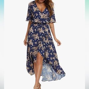 Blue Floral High Low Dress